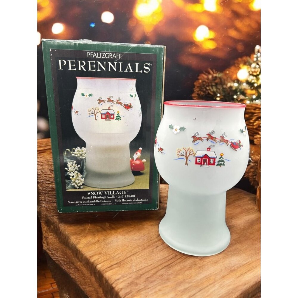 Vintage Pfaltzgraff Snow Village Frosted Floating Christmas Candle 1997